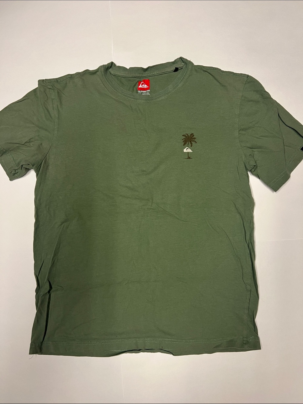 Quiksilver Olive Green Short Sleeve Palm Logo Tee